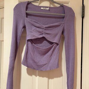 Purple Cutout Knit Top